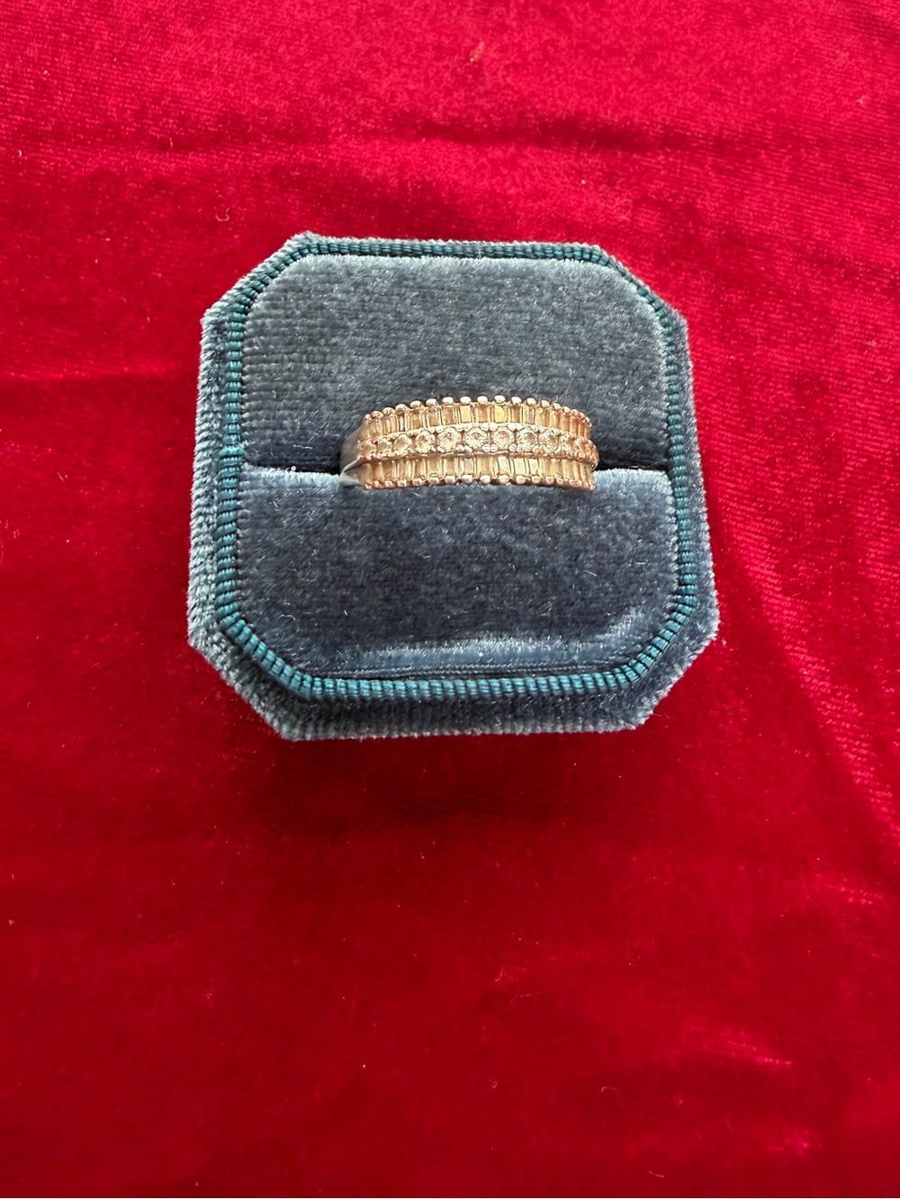 Vintage IBB Sterling Silver Round & Baguette Cut Cubic Zirconia Ring